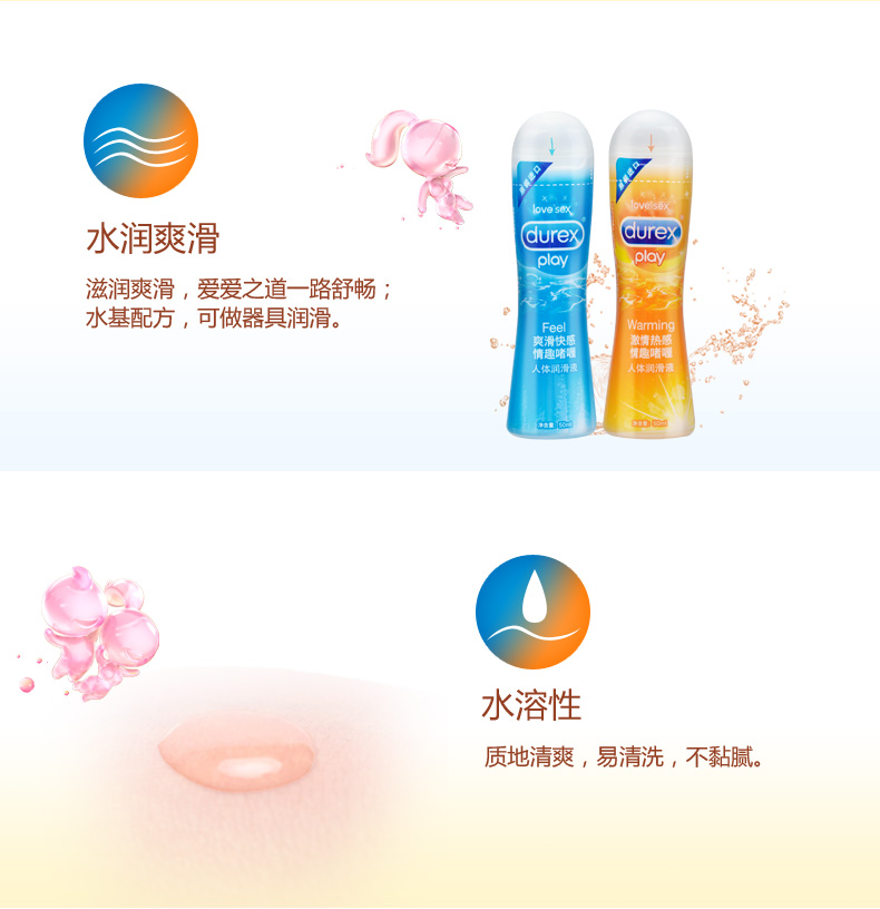 杜蕾斯人体润滑油冰感热感剂房事男口用私处快感水溶性调情趣性女用品小瓶